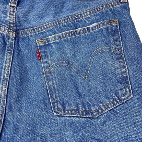 Levis Womens 501 Original High Rise Destroyed Cut Off Blue Jean Shorts US 31 - Picture 9 of 15